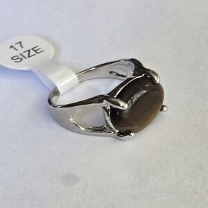 UNISEX SIZE 7 NEW SMOKY TOPAZ  POLISHED CABECHON  RING